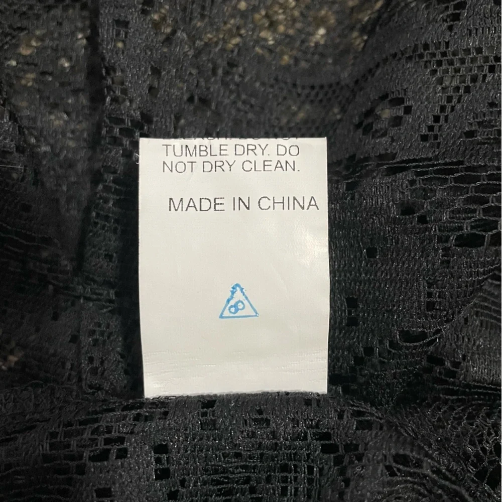 Black Lace With Fringe Kimono Size 6 - Picture 7 of 7